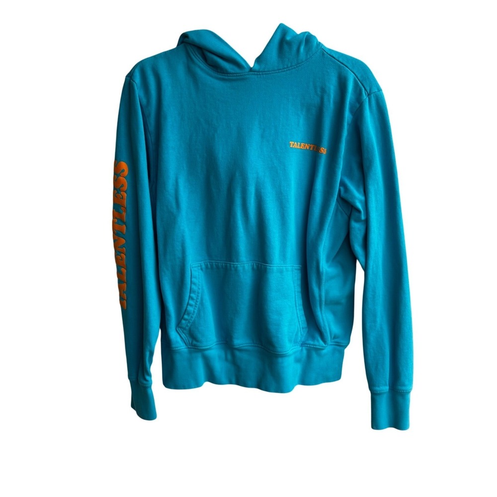 TALENTLESS Turquoise Orange Logo Sleeve Hoodie Sweatshirt Size XS